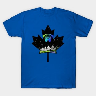 Canadian Maple Leaf Pug - Green/Blue T-Shirt